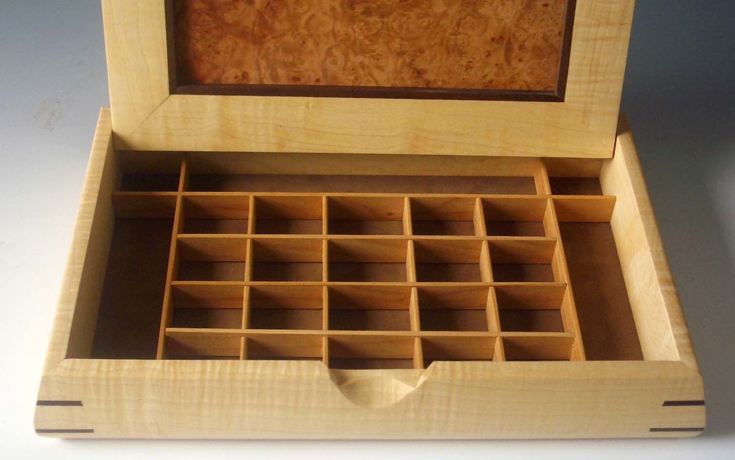 small wooden box with divider